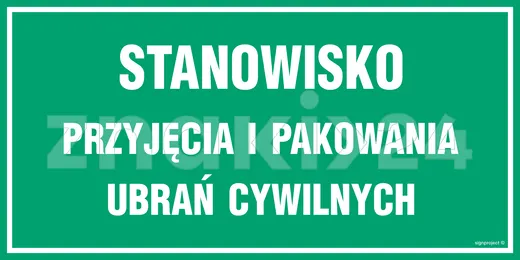 Stanowisko przyjęcia i pakowania ubrań cywilnych - Tablica wojskowa - JE020