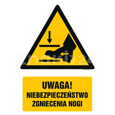 Uwaga! Niebezpieczeństwo zgniecenia nogi - Znak BHP - GF065