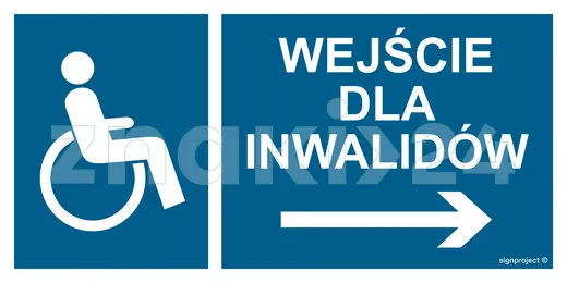 Wejście dla inwalidów w prawo - Znak informacyjny - NC115