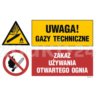 Uwaga! gazy techniczne, Zakaz używania otwartego ognia - Tablica budowlana informacyjna - OI038