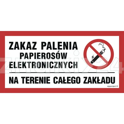 Zakaz palenia papierosów elektronicznych na terenie całego zakładu - Znak ostrzegawczy. Znak informacyjny - NC092