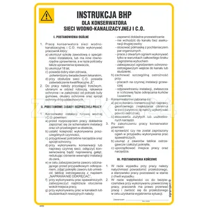 Instrukcja BHP dla konserwatora sieci wodno-kanalizacyjnej i c.o. - Instrukcja BHP - IAF22