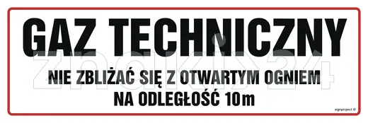 Gaz techniczny. Nie zbliżać się z otwartym ogniem - Znak informacyjny - NC102