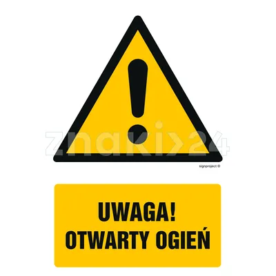 Uwaga otwarty ogień - Znak BHP - GF043