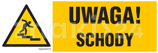 Uwaga schody - prawostronny - Znak informacyjny - NC120