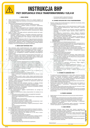 Instrukcja ogólna BHP stacji transformatorowej 15-0 - Instrukcja BHP - IAF16