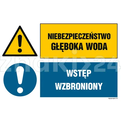 Niebezpieczeństwo Głęboka woda Wstęp wzbroniony - Znak BHP - GN005