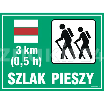 Szlak pieszy - długość - Znak informacyjny - OC004