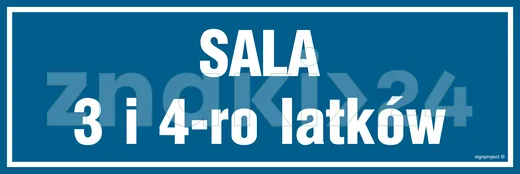 Sala 3 i 4-ro latków - Znak informacyjny - PA174