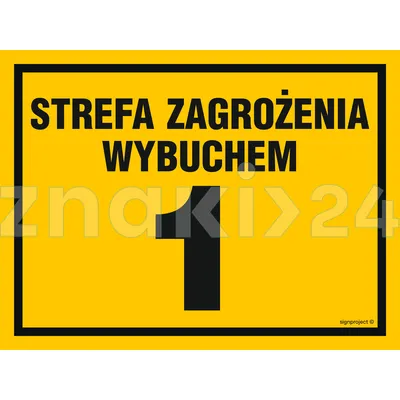 Strefa zagrożenia wybuchem 1 - Znak ostrzegawczy. Znak informacyjny - NB021