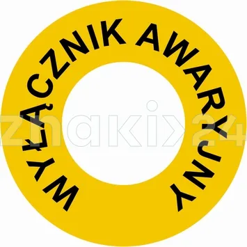 Wyłącznik awaryjny (wew. 30mm) - Znak ostrzegawczy. Znak informacyjny - RI001