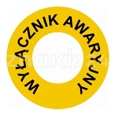 Wyłącznik awaryjny (wew. 30mm) - Znak ostrzegawczy. Znak informacyjny - RI001