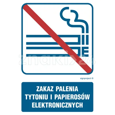 Zakaz palenia tytoniu i papierosów elektronicznych - Znak informacyjny - RB036