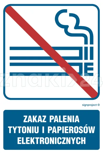 Zakaz palenia tytoniu i papierosów elektronicznych - Znak informacyjny - RB036