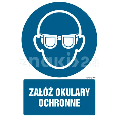 Załóż okulary ochronne - Znak BHP - GL051