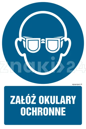 Załóż okulary ochronne - Znak BHP - GL051