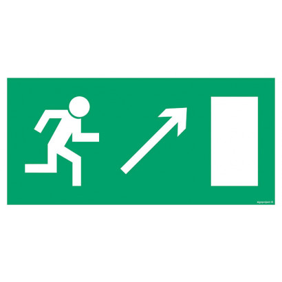 Znak - Kierunek do wyjścia drogi ewakuacyjnej w dół w lewo (znak uzupełniający) AC015