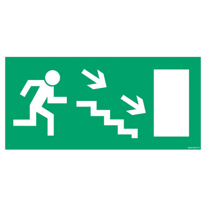 Znak - Kierunek do wyjścia drogi ewakuacyjnej w górę w lewo (znak uzupełniający) AC017