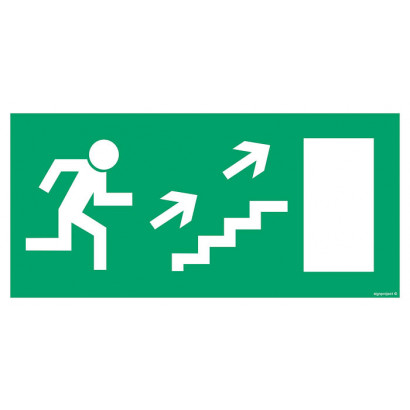 Znak - Kierunek do wyjścia drogi ewakuacyjnej schodami w górę w lewo (znak uzupełniający) AC020