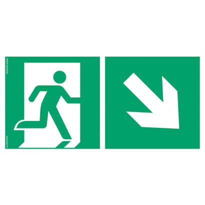 Znak - Kierunek do wyjścia ewakuacyjnego w dół w prawo AE098