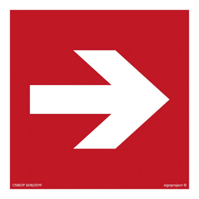 Znak - Kierunek do miejsca rozmieszczenia sprzętu pożarniczego lub urządzenia ostrzegającego BA011