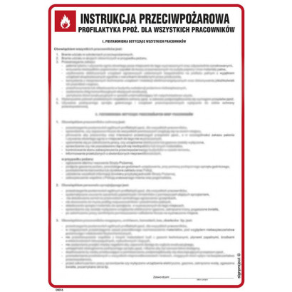 Instrukcja przeciwpożarowa - profilaktyka ppoż, dla wszystkich pracowników DB016