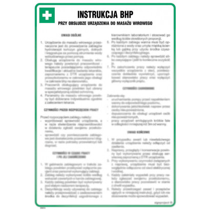 Instrukcja BHP przy obsłudze urządzenia do masażu wirowego DD016