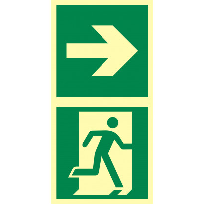 Znak - Kierunek do drzwi ewakuacyjnych w prawo EB037