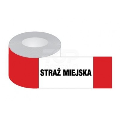 Znak - Taśma odgradzająca biało-czerwona STRAŻ MIEJSKA, jednostr. EA009
