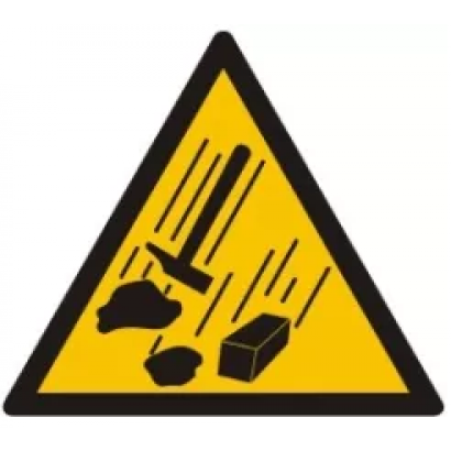 Znak - Prace na wysokości - ostrzeżenie przed spadającymi przedmiotami GE001