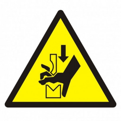 Znak - Ostrzeżenie przed zgnieceniem dłoni między prasą i stopą GW030
