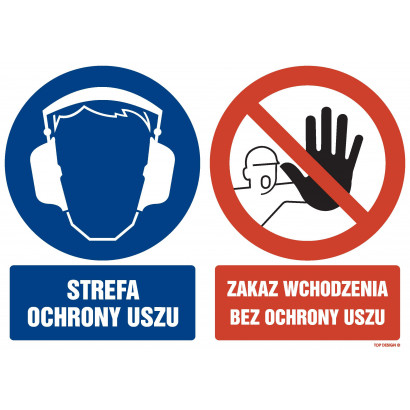 Znak - Strefa ochrony uszu Zakaz wchodzenia bez ochrony uszu GM201