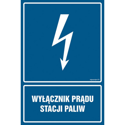 Znak - Wyłącznik prądu stacji paliw HG020