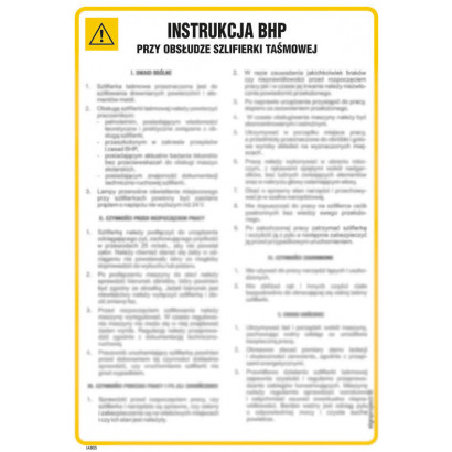 Instrukcja BHP przy obsłudze szlifierki taśmowej IAB03