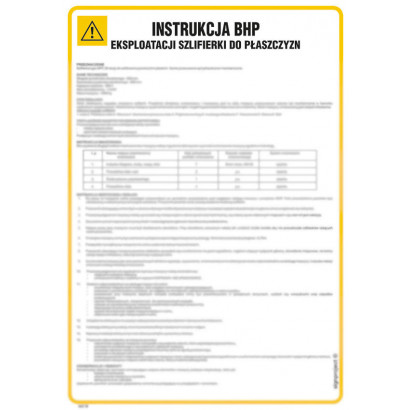 Instrukcja BHP eksploatacji szlifierki do płaszczyzn IAC10
