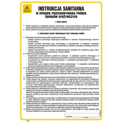 Instrukcja sanitarna w sprawie przechowywania próbek środków spożywczych IAG25