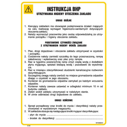 Instrukcja BHP utrzymania higieny otoczenia zakładu IAG58