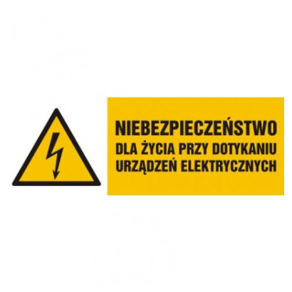 Znak - Niebezpieczeństwo dla życia przy dotykaniu urządzeń elektrycznych HB006