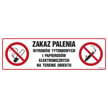 Znak - Zakaz palenia wyrobów tytoniowych i papierosów elektronicznych na terenie obiektu NC088