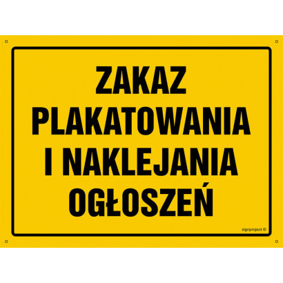 Znak - Zakaz plakatowanie i naklejanie ogłoszeń OA175