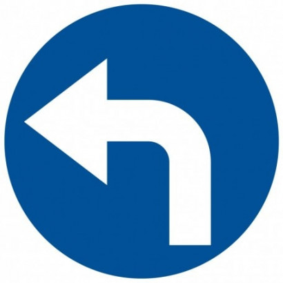 Znak - Nakaz jazdy w lewo (skręcanie za znakiem) SA025